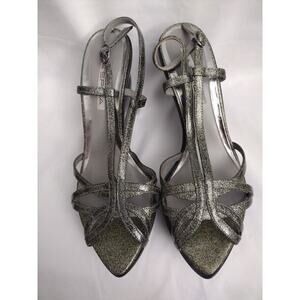VIA SPIGA Italy "V-Moka-Black Glitter" Platforms Heels Sandals Size 8M NEW $219